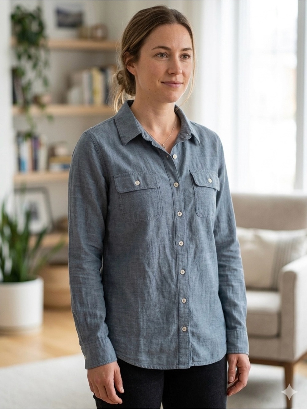 Patagonia Organic Cotton Chambray Utility Long Sleeve Woman’s 6 S/M